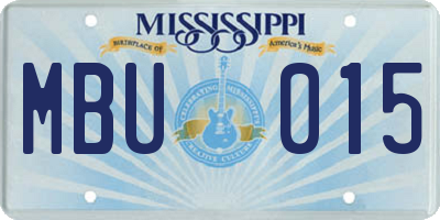 MS license plate MBU015