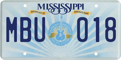 MS license plate MBU018