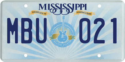 MS license plate MBU021