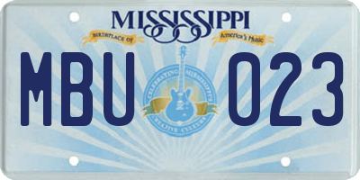 MS license plate MBU023