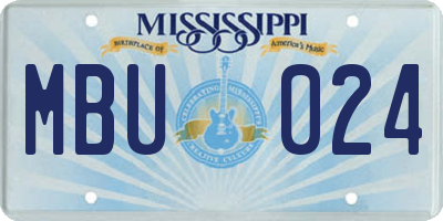 MS license plate MBU024