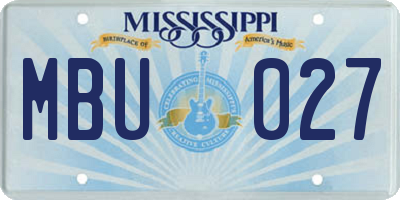 MS license plate MBU027