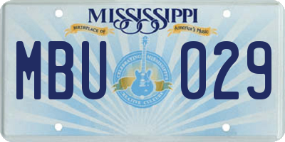 MS license plate MBU029