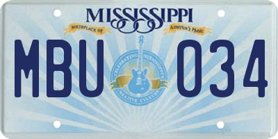 MS license plate MBU034