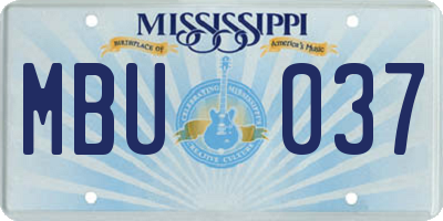 MS license plate MBU037