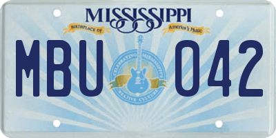 MS license plate MBU042