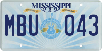 MS license plate MBU043