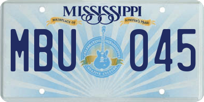 MS license plate MBU045