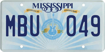 MS license plate MBU049