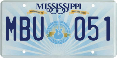 MS license plate MBU051