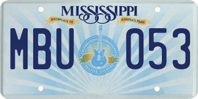 MS license plate MBU053