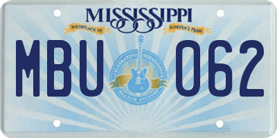 MS license plate MBU062