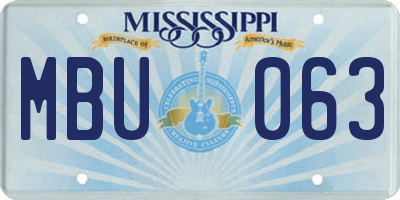 MS license plate MBU063