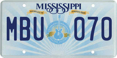 MS license plate MBU070