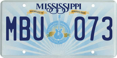 MS license plate MBU073