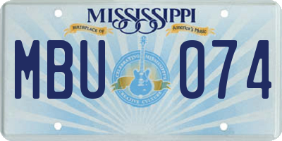 MS license plate MBU074