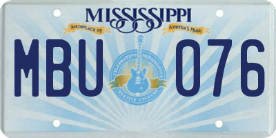 MS license plate MBU076