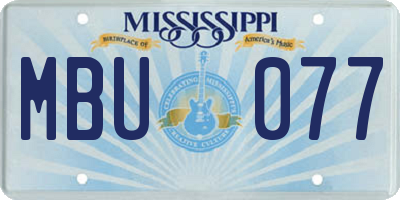 MS license plate MBU077