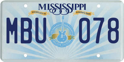 MS license plate MBU078