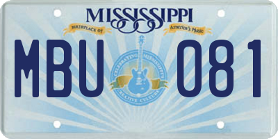 MS license plate MBU081
