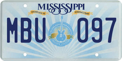 MS license plate MBU097