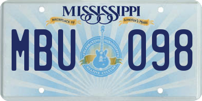 MS license plate MBU098
