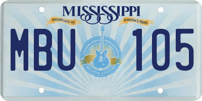 MS license plate MBU105