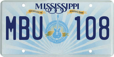 MS license plate MBU108