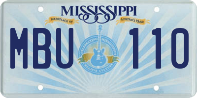 MS license plate MBU110