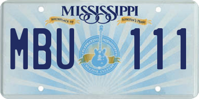 MS license plate MBU111