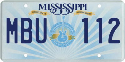 MS license plate MBU112