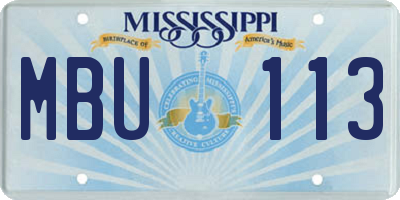 MS license plate MBU113