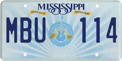 MS license plate MBU114