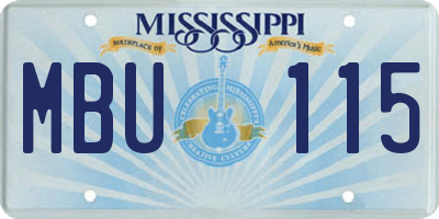 MS license plate MBU115