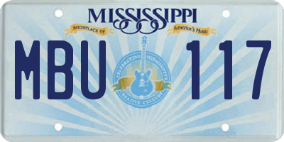 MS license plate MBU117