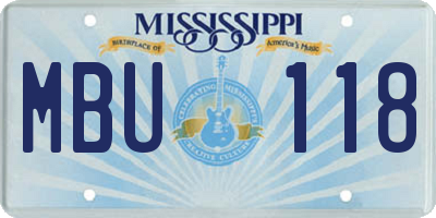 MS license plate MBU118