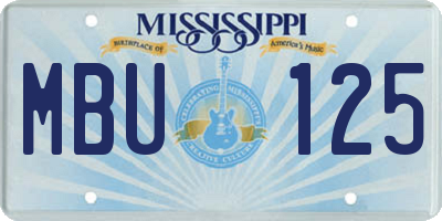 MS license plate MBU125