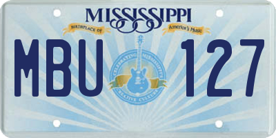 MS license plate MBU127