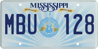 MS license plate MBU128