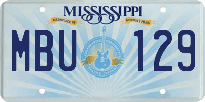 MS license plate MBU129