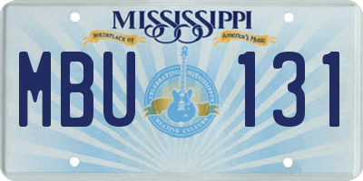 MS license plate MBU131