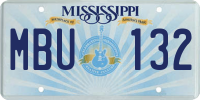 MS license plate MBU132