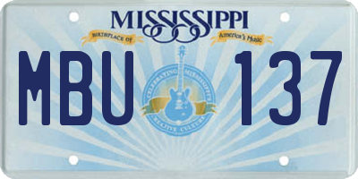 MS license plate MBU137