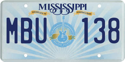 MS license plate MBU138