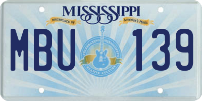 MS license plate MBU139