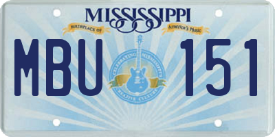 MS license plate MBU151
