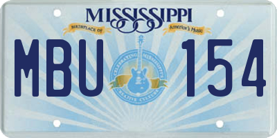 MS license plate MBU154