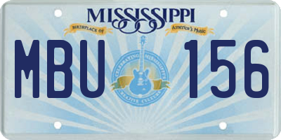 MS license plate MBU156