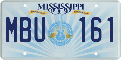 MS license plate MBU161
