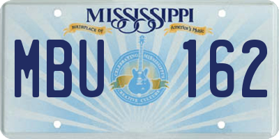 MS license plate MBU162